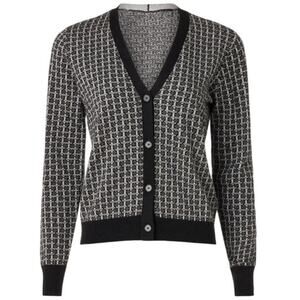 ROSETA GETTY Women's Jacquard Cardigan With Contrast Trim Size S